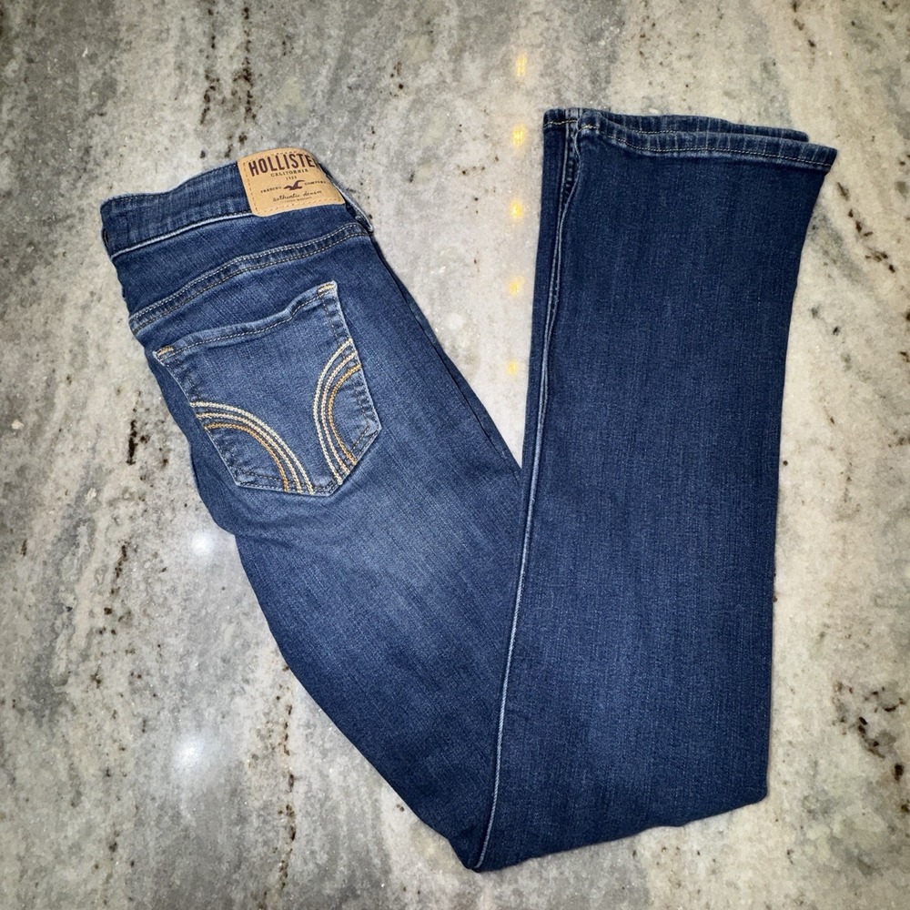 Hollister Bootcut Jeans Mid Rise Size 28 X 30 7 Slim Dark Wash Y2K School Casual